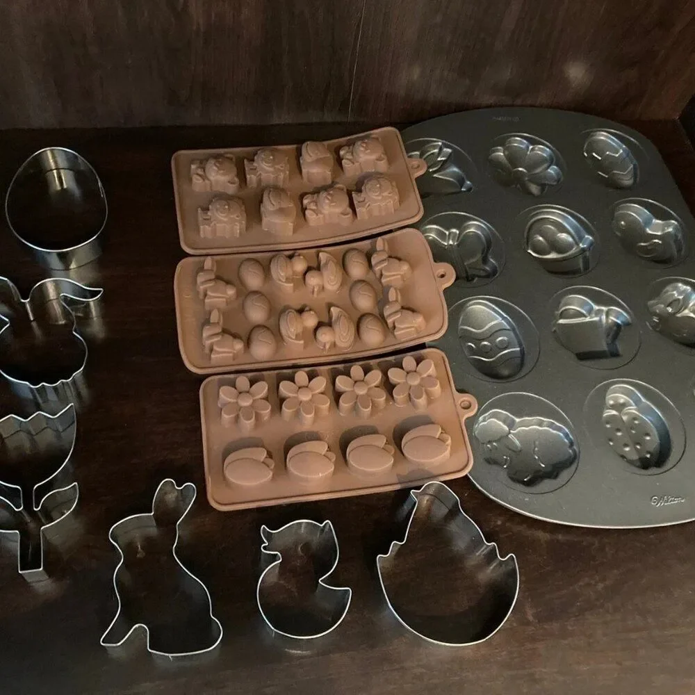 EASTER Treats Baking Set; Cutters, Baking Pan and Chocolate Silicone Moulds